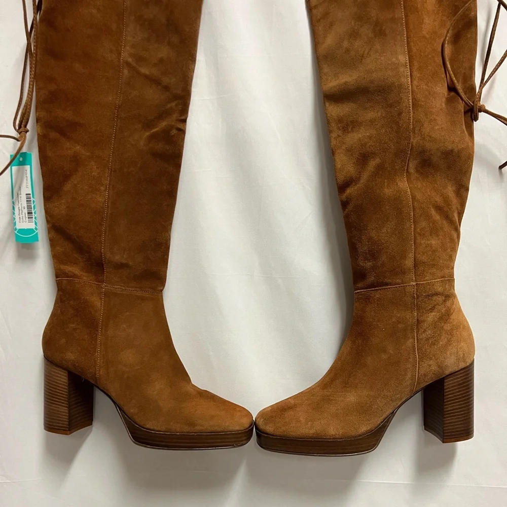 FREE PEOPLE Echo Platform Over the Knee Boot Tan Cognac Size 40 NWOB
